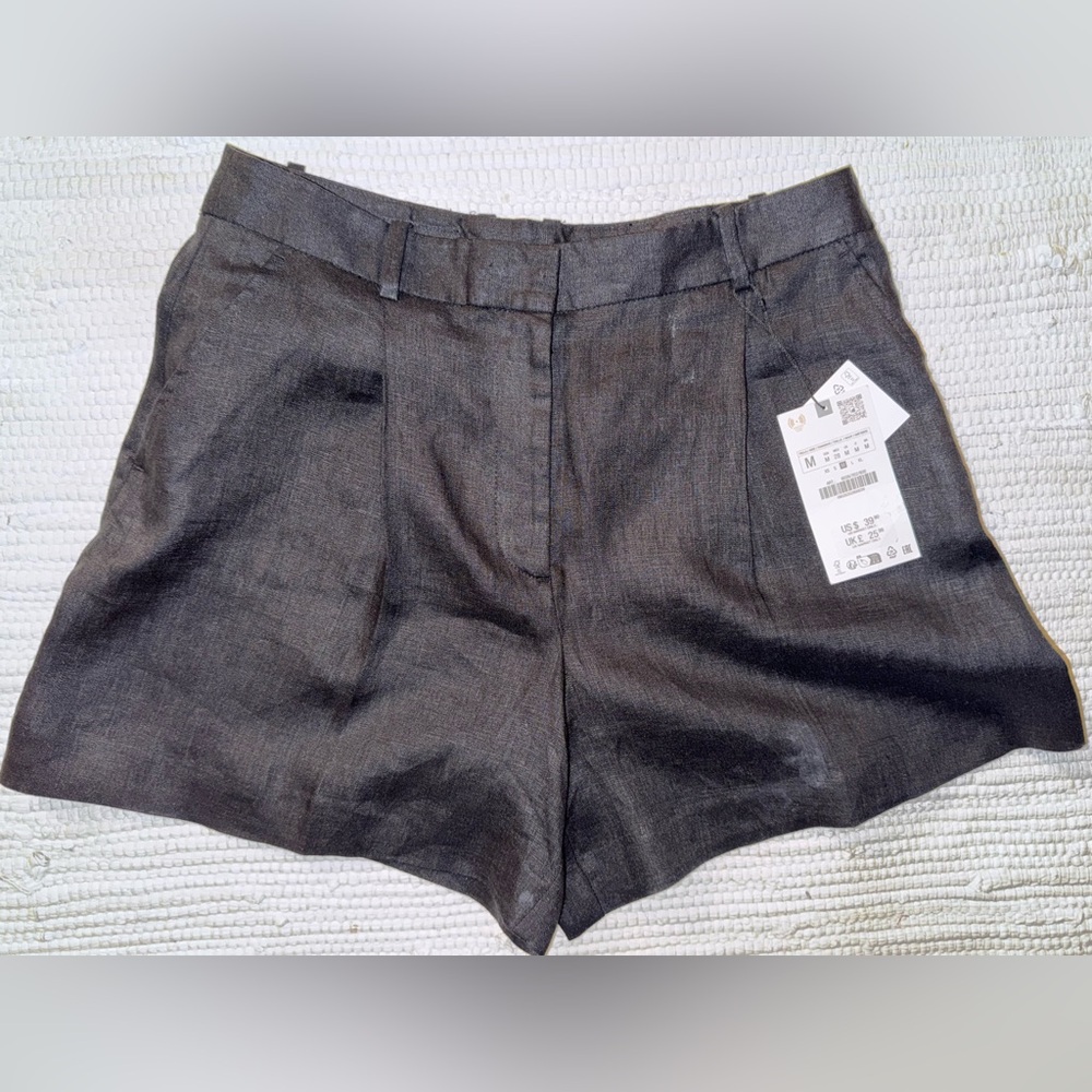 Zara Women's Midnight Blue Linen Shorts